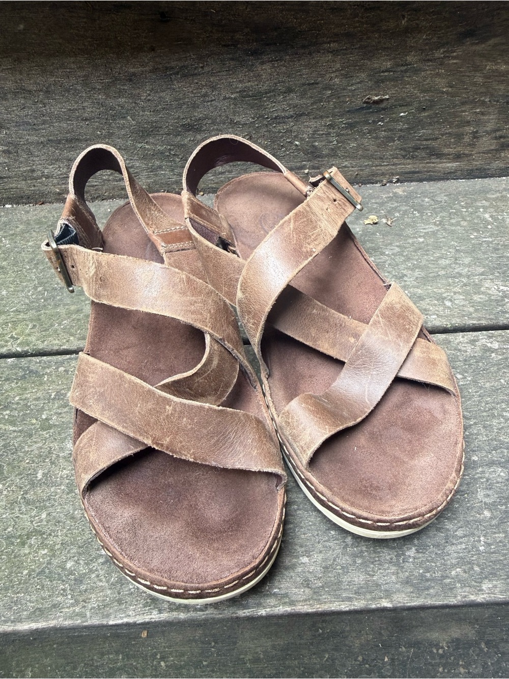 Chaco Brown Leather Strappy Sandals